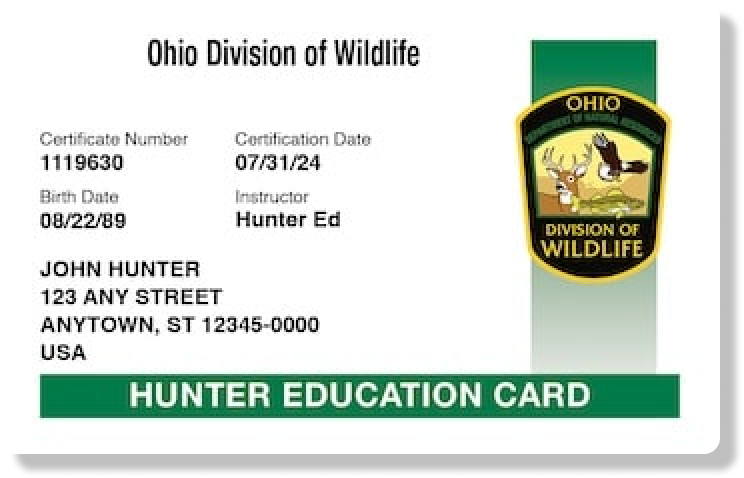 Image of the Nevada hunter education card. 