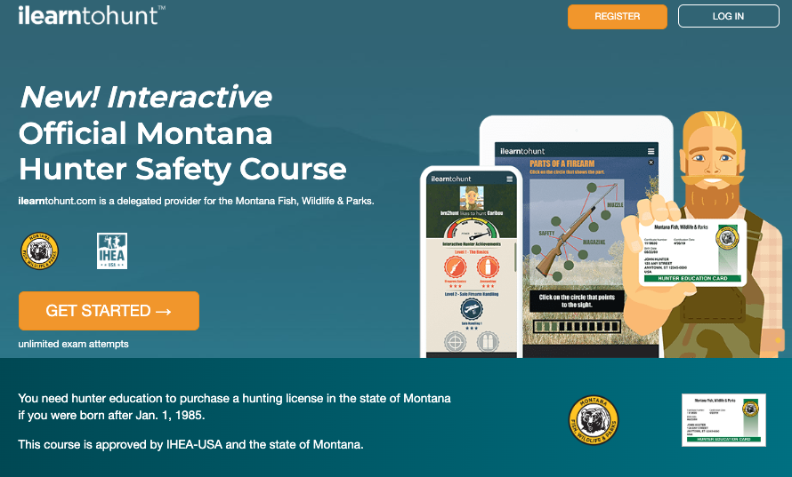 Montana hunter safety course page through ilearntohunt.