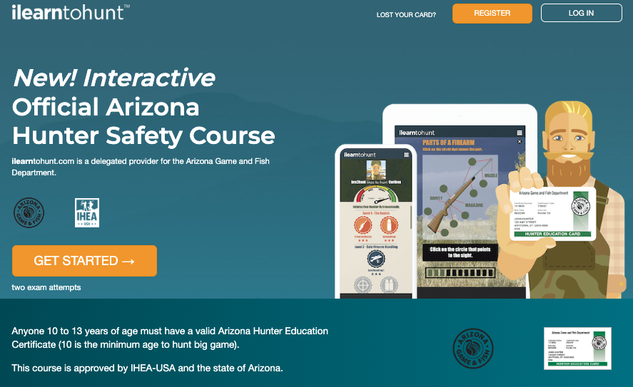 Arizona hunter safety course page through ilearntohunt.