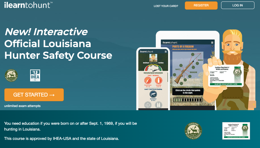 Louisiana hunter safety course page through ilearntohunt.