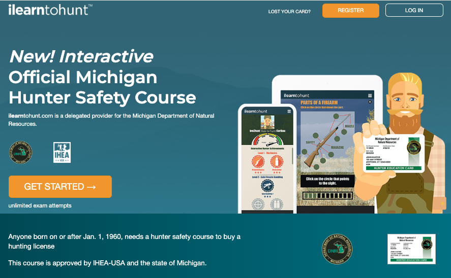 Michigan hunter safety course page through ilearntohunt.