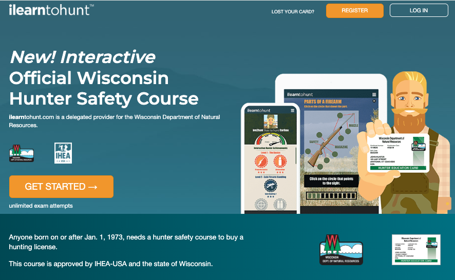 Wisconsin hunter safety course page through ilearntohunt.