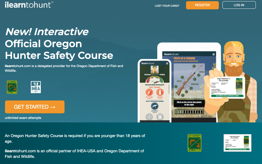 Oregon hunter safety course page through ilearntohunt.