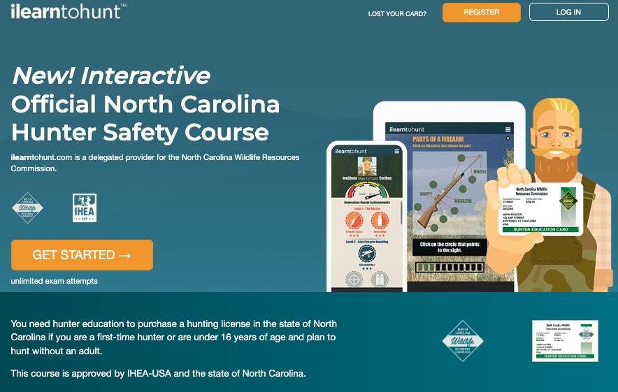 North Carolina hunter safety course page through ilearntohunt.