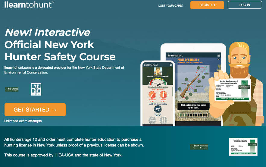 New York hunter safety course page through ilearntohunt.