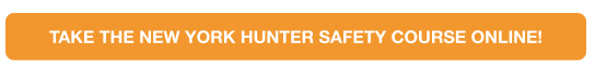 Button graphic as CTA to take the New York hunter safety course requires online. 