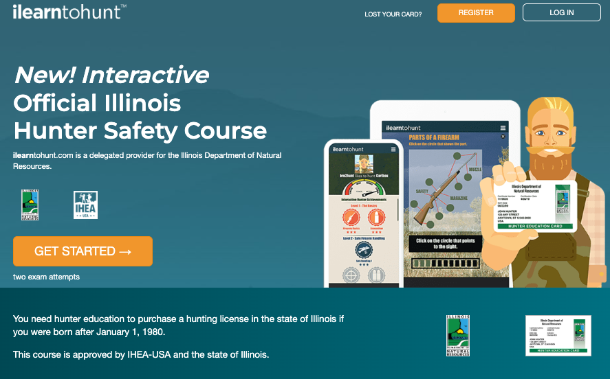 Illinois hunter education course page through ilearntohunt.