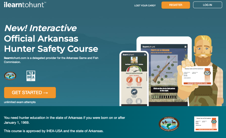 Arkansas hunter education course page through ilearntohunt.