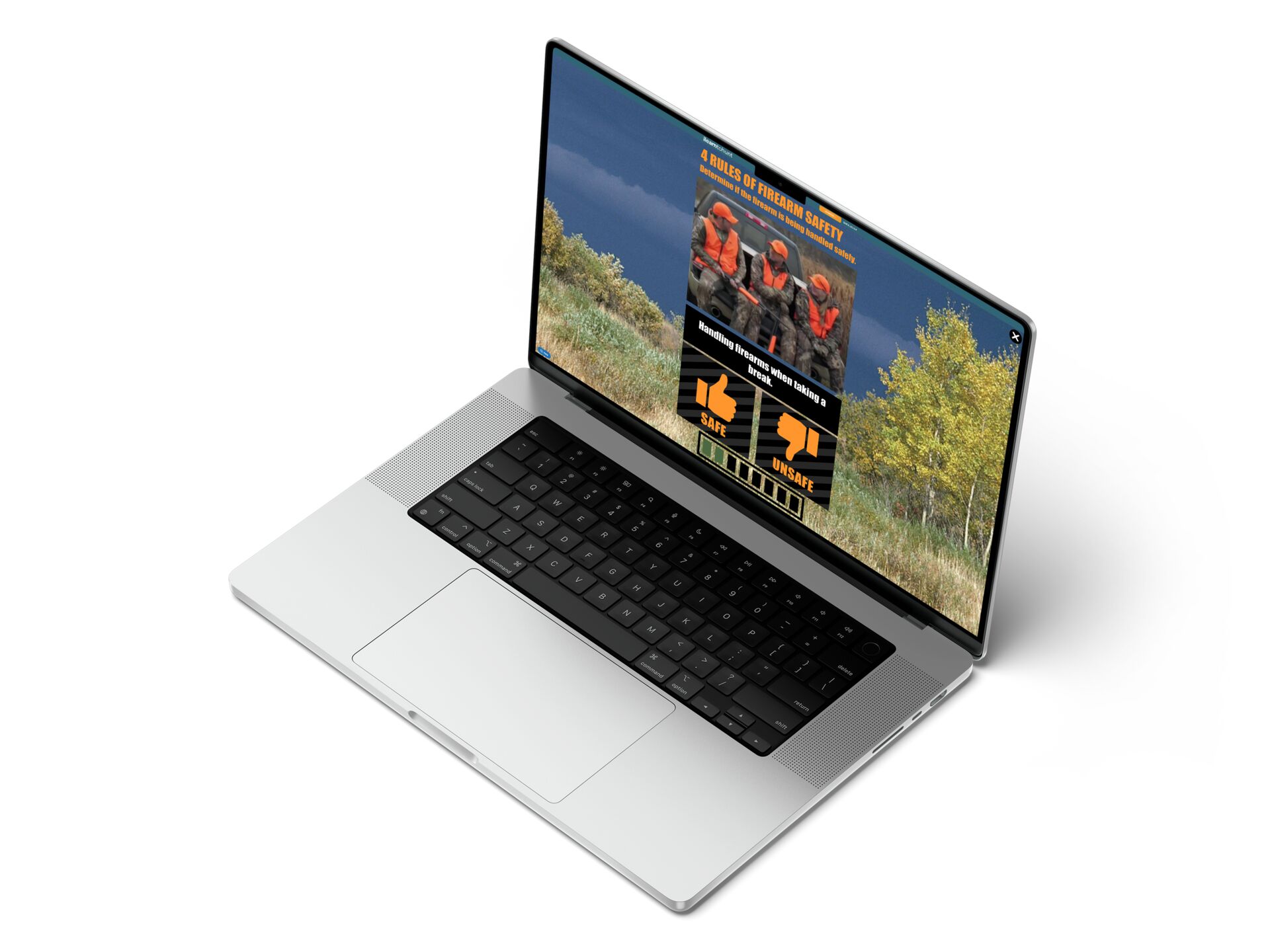 ilearntohunt course on a laptop screen, take an online hunter safety course concept.