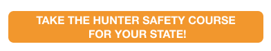 Yellow CTA button to take the hunter safety course for your state, take an online hunter education course concept.