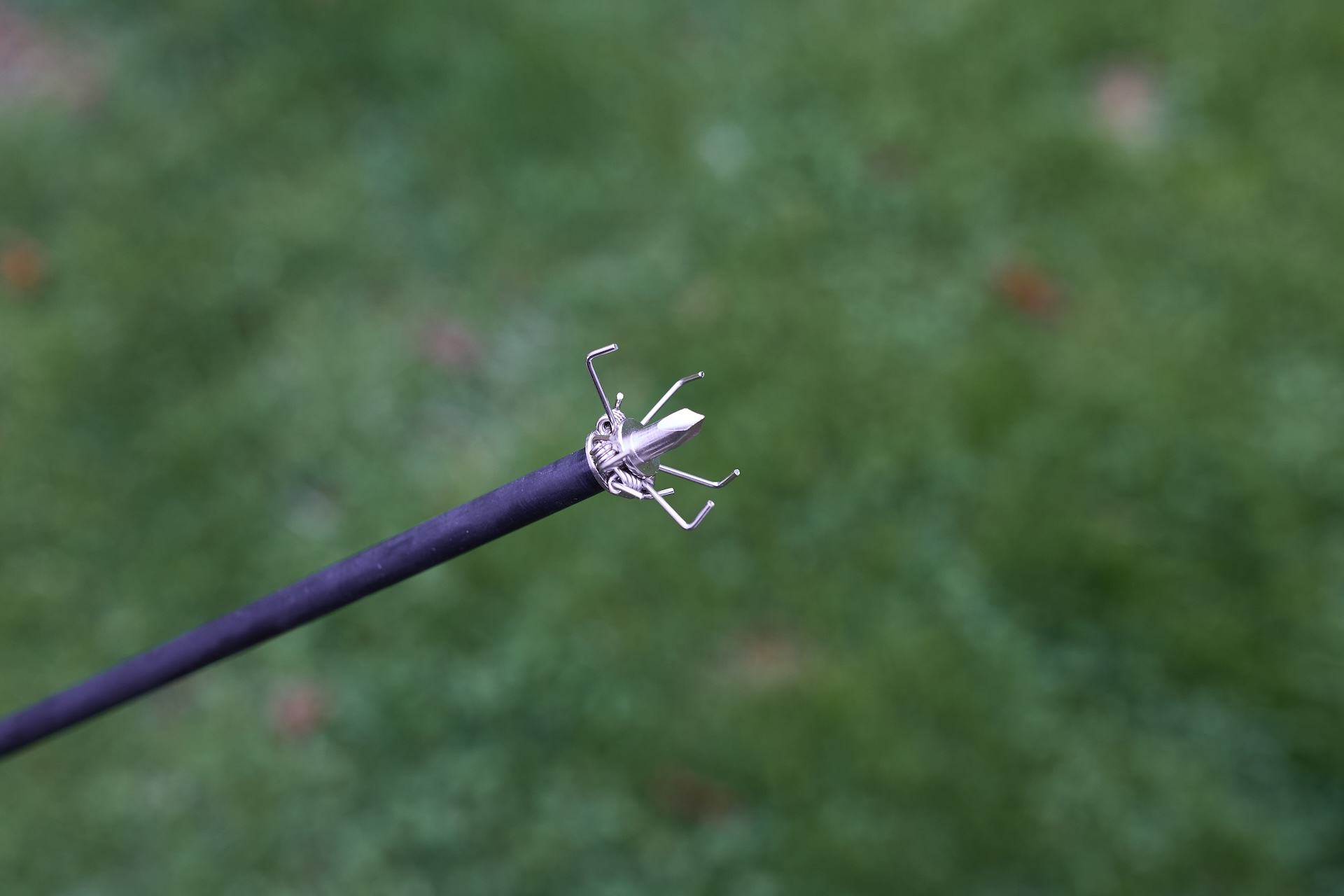 Close-up of a judo point arrow tip for hunting small game.