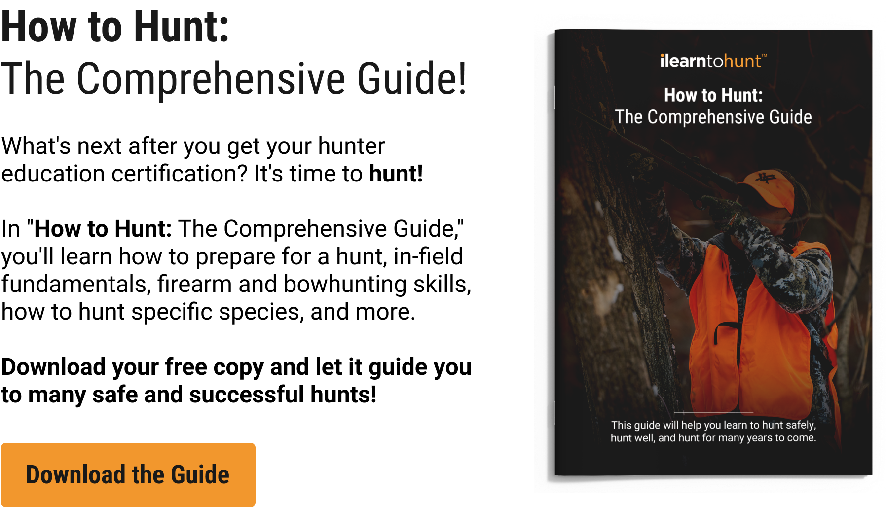 Graphic showing a free download from ilearntohunt, How to Start Hunting The Comprehensive Guide. 