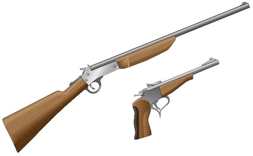 Graphic showing an illustration of break-action firearms. 