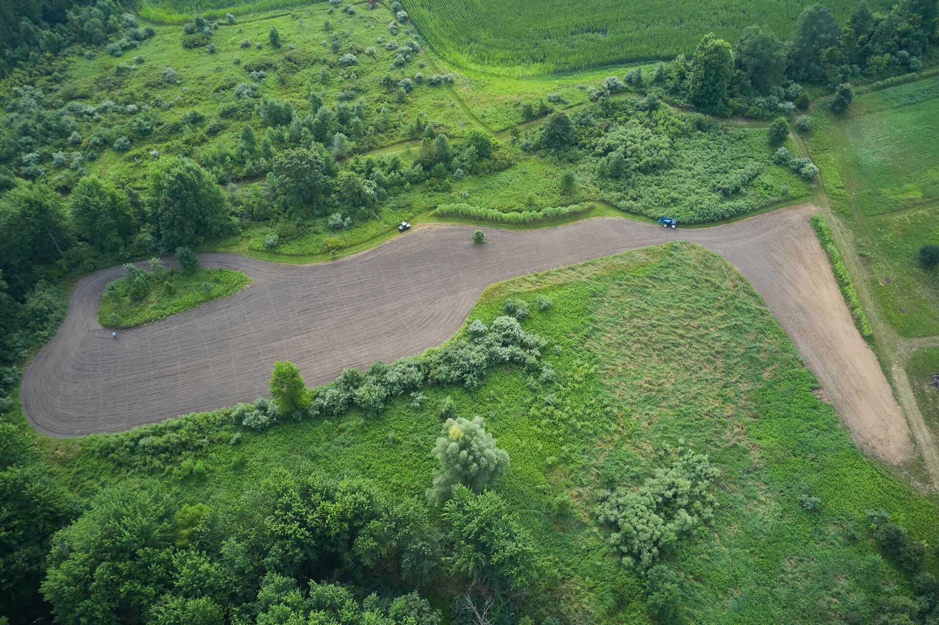 Overhead view of deer habitat, land management for hunting.