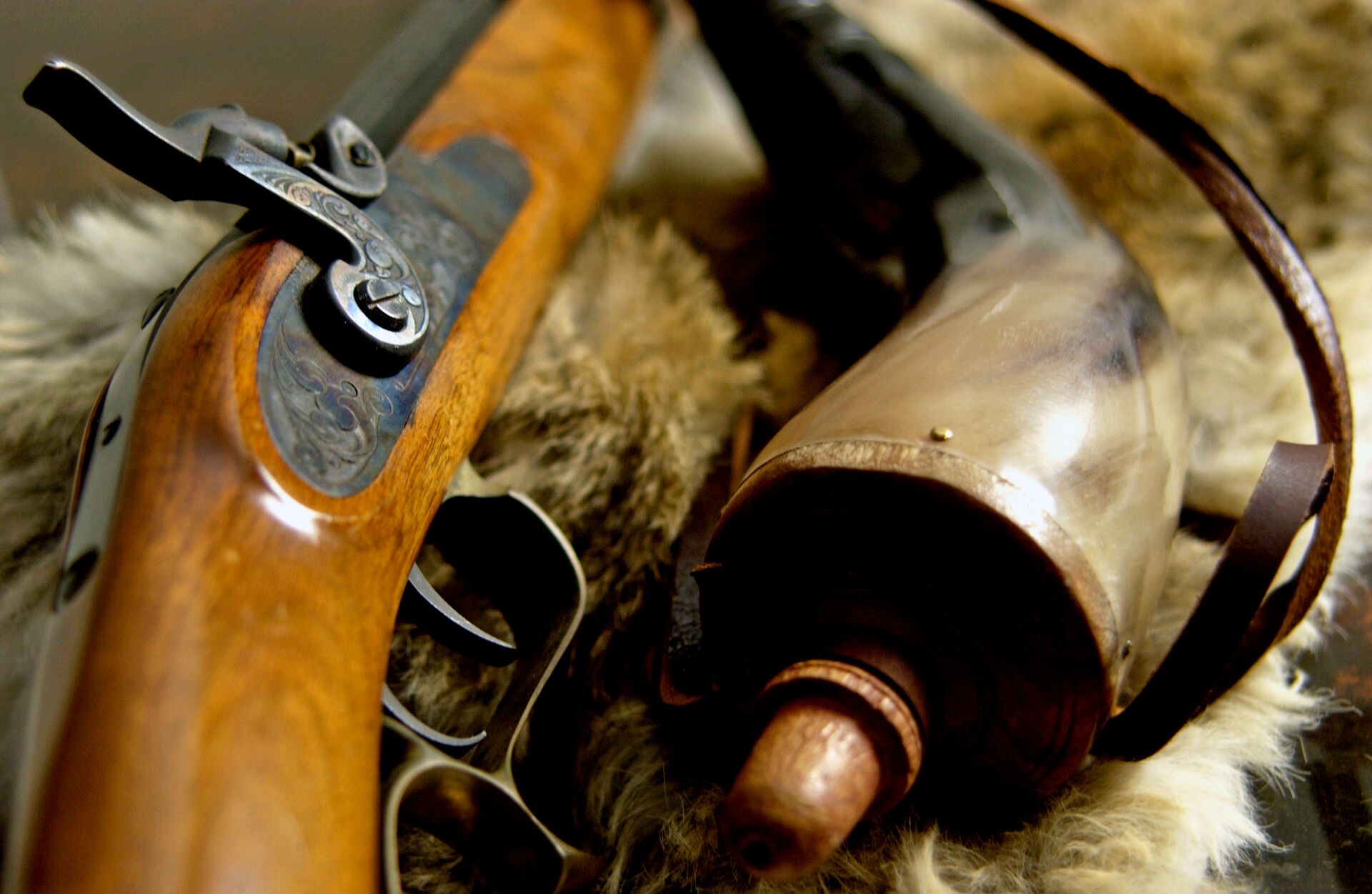 Muzzleloader with ammo, when hunting what type of ammunition should you carry concept. 