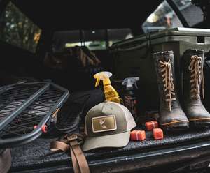 Hunting gear in the back of a truck, essential hunting gear concept.